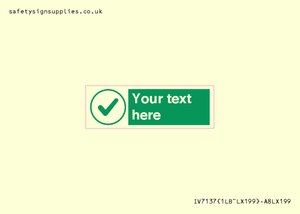 Custom green background, green tick in circle sign